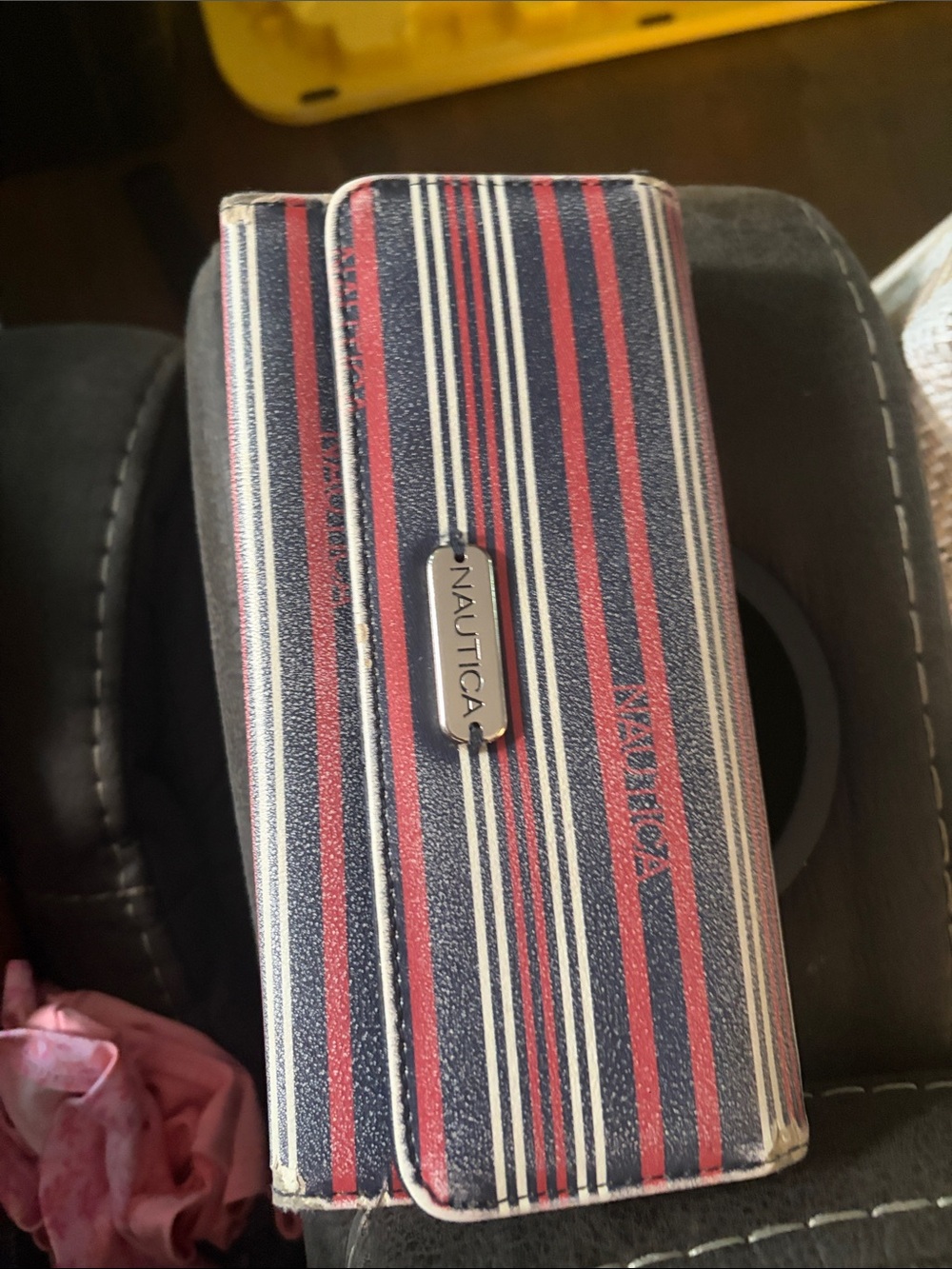 Nautica Red, Navy & White Stripe Flip Wallet Phone Case